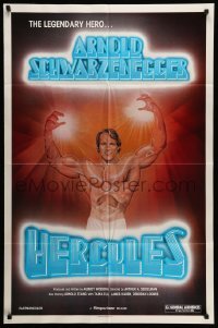 4p361 HERCULES IN NEW YORK 1sh R83 great image of barechested Arnold Schwarzenegger in 1st movie!