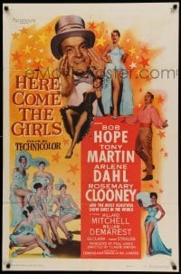 4p362 HERE COME THE GIRLS 1sh '53 Bob Hope, Tony Martin & most beautiful showgirls!