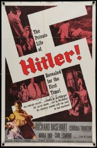 4p369 HITLER 1sh '62 Richard Basehart in the title role, Women of Nazi Germany!