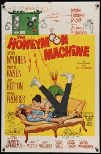 4p374 HONEYMOON MACHINE 1sh '61 young Steve McQueen has a way to cheat the casino!