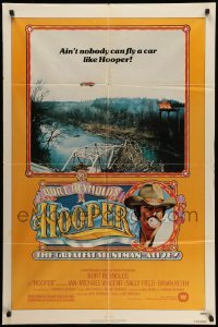 4p376 HOOPER 1sh '78 great portrait of stunt man Burt Reynolds car jumping ravine!