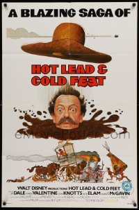 4p381 HOT LEAD & COLD FEET 1sh '78 Disney, wacky art of Don Knotts in mud from the neck down!