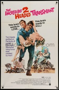 4p396 INCREDIBLE 2 HEADED TRANSPLANT 1sh '71 one brain wants to love, the other wants to kill!