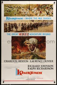 4p428 KHARTOUM style B Cinerama 1sh '66 Frank McCarthy art of Charlton Heston & Laurence Olivier!