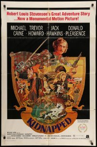 4p429 KIDNAPPED 1sh '71 Michael Caine, Robert Louis Stevenson, cool David Negron art!