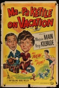 4p507 MA & PA KETTLE ON VACATION 1sh '53 wacky hillbillies Marjorie Main & Percy Kilbride!