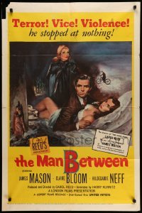 4p517 MAN BETWEEN 1sh '53 James Mason is a smooth sinner, Claire Bloom, directed by Carol Reed!
