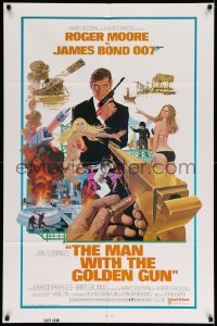 4p524 MAN WITH THE GOLDEN GUN East Hemi TA style 1sh '74 Roger Moore as James Bond by McGinnis!