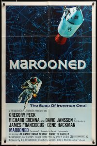 4p533 MAROONED style B 1sh '69 John Sturges, cool different art of astronaut & constellations!