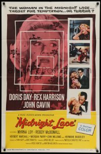 4p546 MIDNIGHT LACE 1sh '60 Rex Harrison, John Gavin, fear possessed Doris Day as love once had!