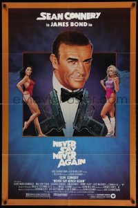 4p577 NEVER SAY NEVER AGAIN 1sh '83 art of Sean Connery as James Bond 007 by Obrero!