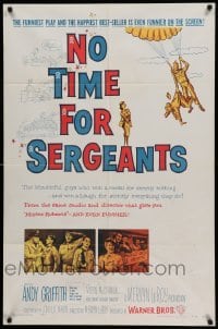 4p591 NO TIME FOR SERGEANTS 1sh '58 Andy Griffith, wacky Air Force paratrooper artwork!