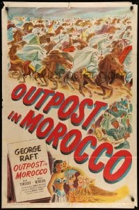 4p620 OUTPOST IN MOROCCO 1sh '49 cool Arabian cavalry art plus sexy Marie Windsor too!