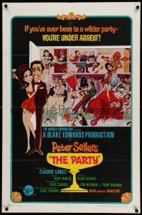 4p625 PARTY style A 1sh '68 Peter Sellers, Blake Edwards, different art NOT by Jack Davis!