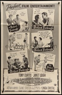 4p638 PERFECT FURLOUGH 1sh '58 Tony Curtis with Janet Leigh, different black and white design!