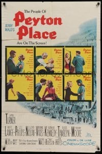4p645 PEYTON PLACE 1sh '58 Lana Turner, from the novel of small town life by Grace Metalious!