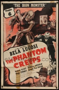 4p646 PHANTOM CREEPS chapter 6 1sh '39 art of Bela Lugosi, Universal serial, The Iron Monster!