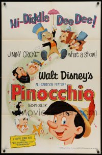 4p656 PINOCCHIO 1sh R71 Disney classic fantasy cartoon about a wooden boy who wants to be real!