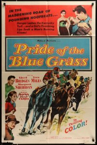 4p675 PRIDE OF THE BLUE GRASS 1sh '54 Lloyd Bridges, Vera Miles, cool horse racing art!