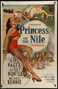 4p679 PRINCESS OF THE NILE 1sh '54 sexy full-length art of barely-dressed young Debra Paget!