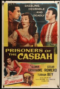 4p681 PRISONERS OF THE CASBAH 1sh '53 dazzling, desirable & deadly sexy Gloria Grahame!