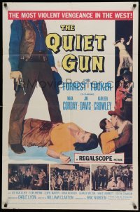 4p693 QUIET GUN 1sh '57 Forrest Tucker, sexy Mara Corday, the most violent vengeance in the West!