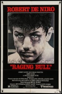 4p696 RAGING BULL 1sh '80 Martin Scorsese, Kunio Hagio art of boxer Robert De Niro!