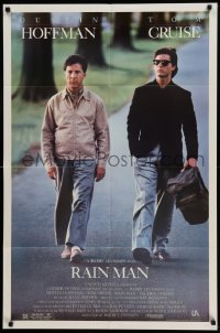 4p699 RAIN MAN 1sh '88 Tom Cruise & autistic Dustin Hoffman, directed by Barry Levinson!