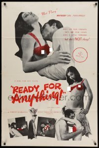 4p703 READY FOR ANYTHING 1sh '68 sexy images of scantily-clad women, she's tarnished but not cheap!