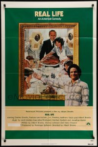 4p704 REAL LIFE 1sh '79 Albert Brooks, wacky spoof of Norman Rockwell painting!