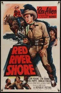 4p707 RED RIVER SHORE 1sh '53 cool full-length artwork of cowboy Rex Allen pointing gun!