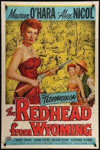 4p710 REDHEAD FROM WYOMING 1sh '53 sexy Maureen O'Hara had a weapon for every kind of man!