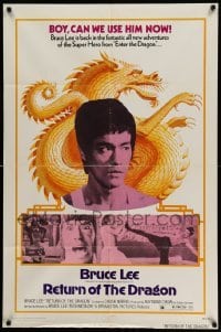 4p715 RETURN OF THE DRAGON 1sh '74 Bruce Lee kung fu classic, Chuck Norris, great images!