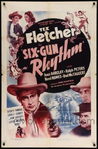 4p801 SIX-GUN RHYTHM 1sh '39 Tex Fletcher, Joan Barclay, Sam Newfield western!