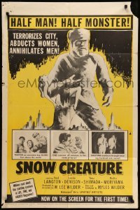 4p810 SNOW CREATURE 1sh '54 abominable Yeti terrorizes city, abducts women & annihilates men!