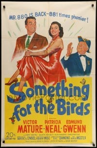 4p819 SOMETHING FOR THE BIRDS 1sh '52 Victor Mature, Patricia Neal, Robert Wise directed!