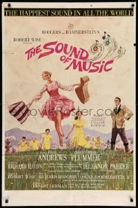 4p825 SOUND OF MUSIC 1sh '65 classic artwork of Julie Andrews by Howard Terpning, pre-awards!
