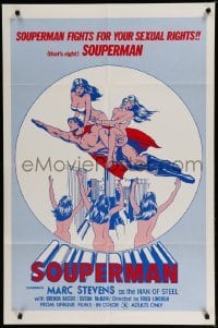 4p827 SOUPERMAN 1sh '76 wild Superman sex parody, he fights for your sexual rights!