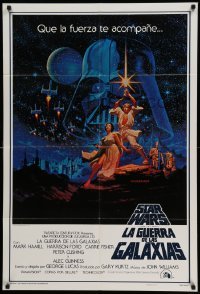 4p840 STAR WARS Spanish/U.S. export 1sh '77 Lucas' classic sci-fi epic, art by Greg & Tim Hildebrandt!