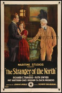 4p854 STRANGER OF THE NORTH 1sh '22 Richard Travers, Ruth Dwyer, Canadian Big Timber, stone litho!