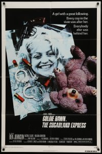 4p858 SUGARLAND EXPRESS 1sh '74 Steven Spielberg, Goldie Hawn, rare different Alexander art!