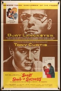 4p862 SWEET SMELL OF SUCCESS 1sh '57 Lancaster as J.J. Hunsecker, Tony Curtis as Sidney Falco!