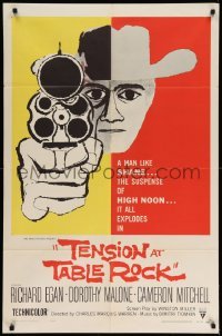 4p879 TENSION AT TABLE ROCK 1sh '56 great artwork of cowboy pointing gun!