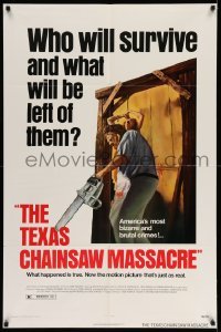 4p881 TEXAS CHAINSAW MASSACRE 1sh '74 Tobe Hooper cult classic slasher horror!