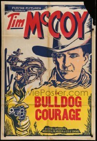 4p899 TIM MCCOY 1sh '30s classic cowboy on his horse & holding gun, Bulldog Courage