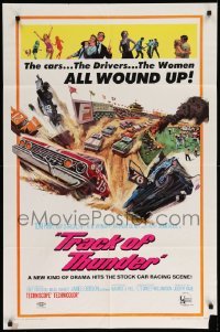 4p913 TRACK OF THUNDER 1sh '67 cool early NASCAR stock car racing & sexy dancers art!