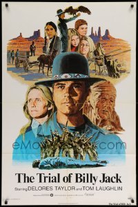 4p921 TRIAL OF BILLY JACK int'l 1sh '74 cool Larry Salk art of Tom Laughlin as Billy Jack!
