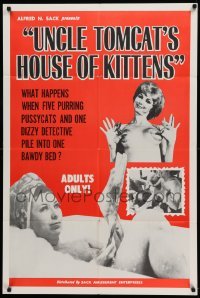 4p935 UNCLE TOMCAT'S HOUSE OF KITTENS 1sh '67 a wild night on the town w/ purring pussycats!
