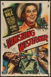 4p948 VANISHING WESTERNER 1sh '50 great artwork images of cowboy Monte Hale!