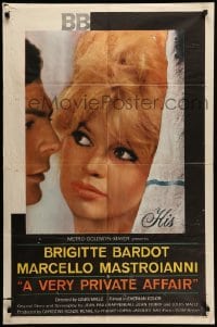 4p949 VERY PRIVATE AFFAIR 1sh '62 Louis Malle's Vie Privee, c/u of sexiest Brigitte Bardot!